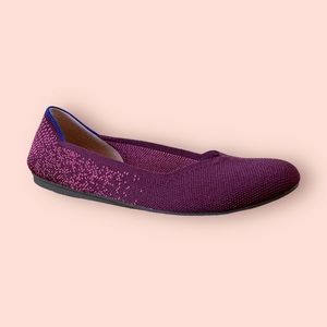 Rothy's Women's Size 7.5 The Flat Fig Python Print Ballet Shoe Purple Burgundy
